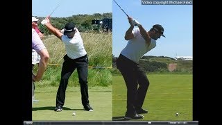 Jon Rahm golf swing  Long Iron faceon amp downtheline July 2017 [upl. by Pudendas]