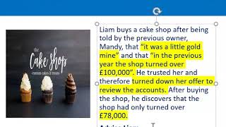 How to apply misrepresentation Liam cupcake scenario [upl. by Aluino]