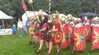 Roman Reenactment at the Amphitheatre in Caerleon Marching In [upl. by Anaynek]