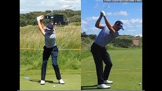 Justin Thomas golf swing  Long Iron faceon amp downtheline July 2017 [upl. by Ferneau]