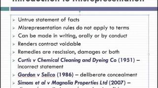 Misrepresentation Lecture 1 of 4 [upl. by Cordey]